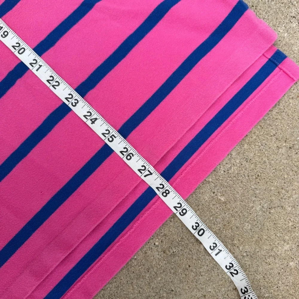 Polo Ralph Lauren Polo Shirt Mens XL Pink Blue Striped Cotton Preppy Classic